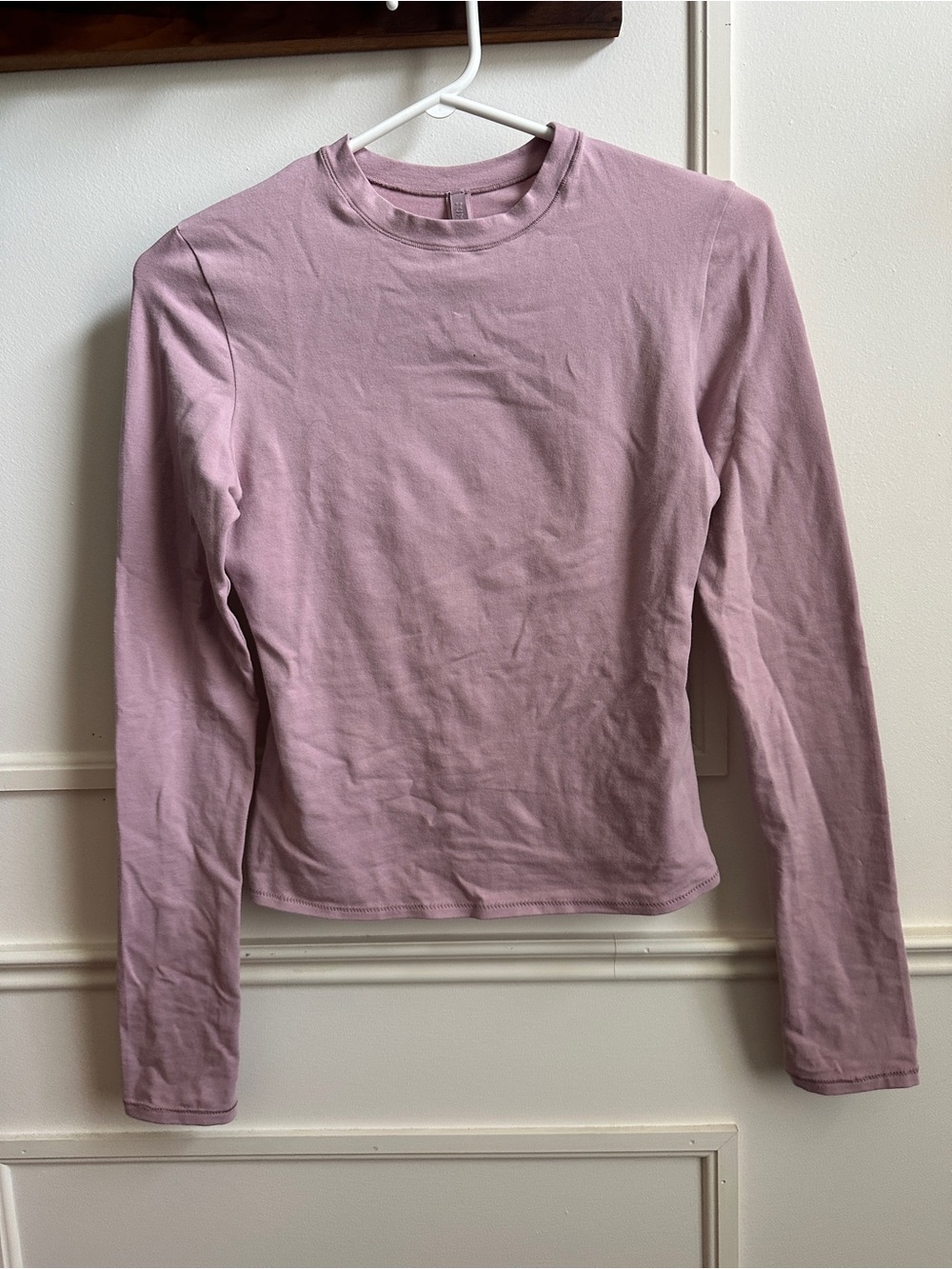 Skims Long Sleeve Cotton Top Dusty Pink